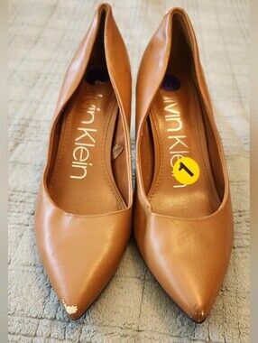 Calvin Klein Women's Tan/Brown Pointed-Toe Leather Gayle Pump, 8.5